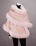Cashmere Wool Blend Medium Round Cape - Pink