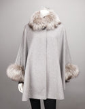 Cashmere Mandarin Collar Cape- Grey