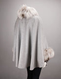 Cashmere Mandarin Collar Cape- Grey