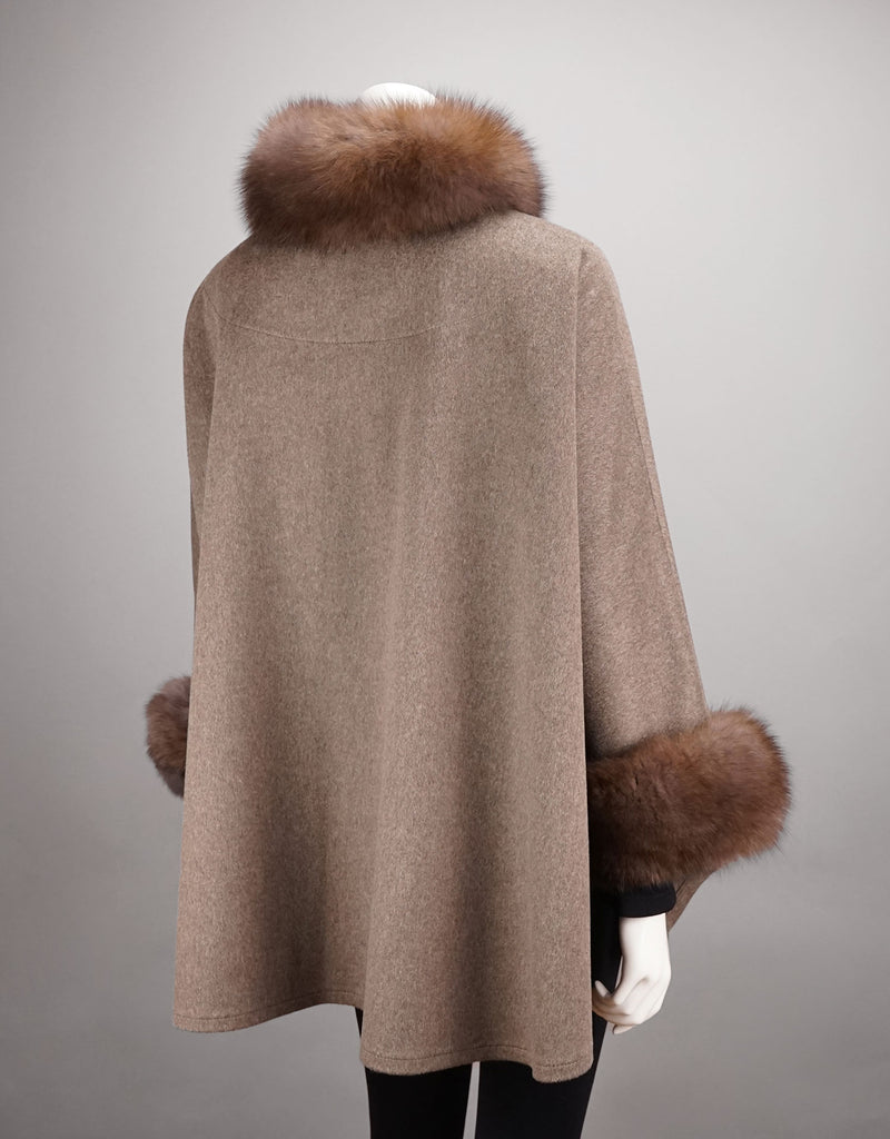 Loro Piana Mandarin Collar Cape- Mocha