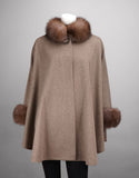 Loro Piana Mandarin Collar Cape- Mocha