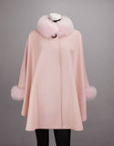Cashmere Blend Mandarin Collar Cape- Pink