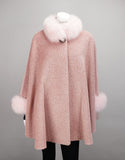 Wool & Alpaca Blend Mandarin Collar Cape - Pink