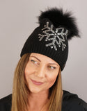 Embellished Snowflake Hat- Black