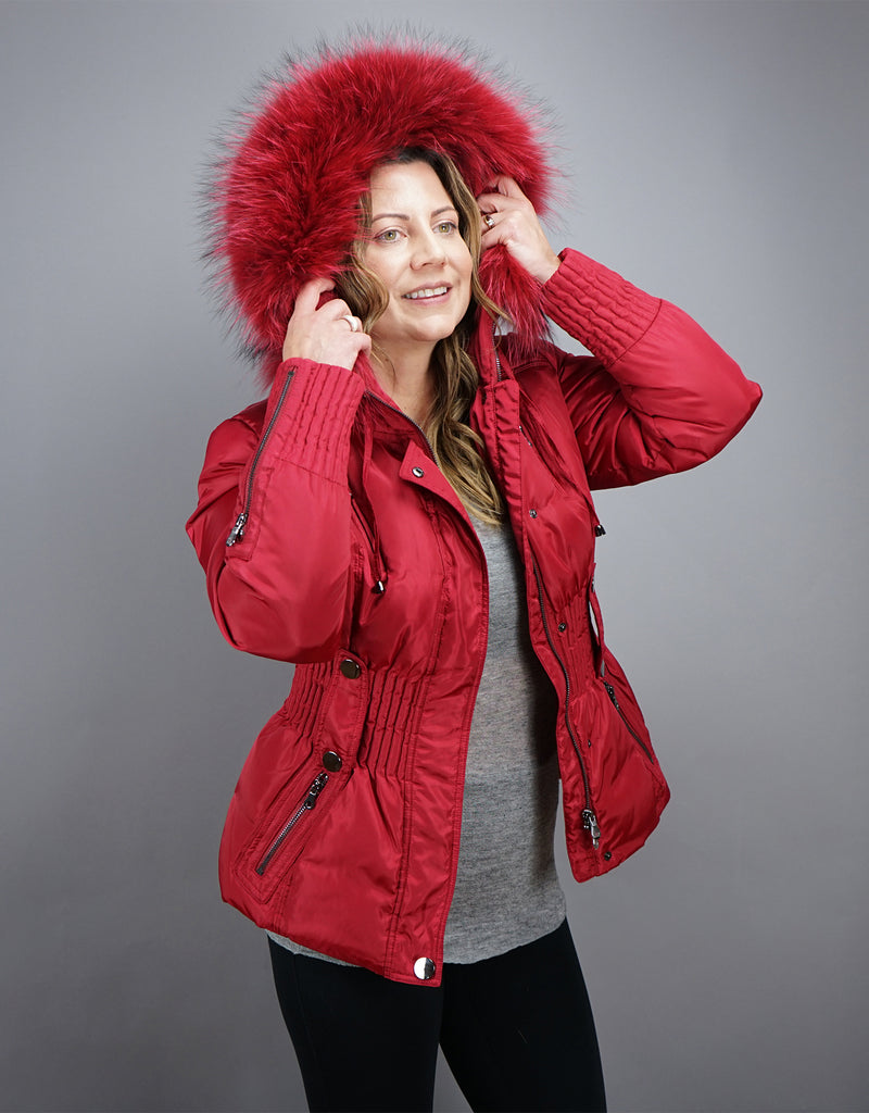 Belted Sporty Jacket-Red