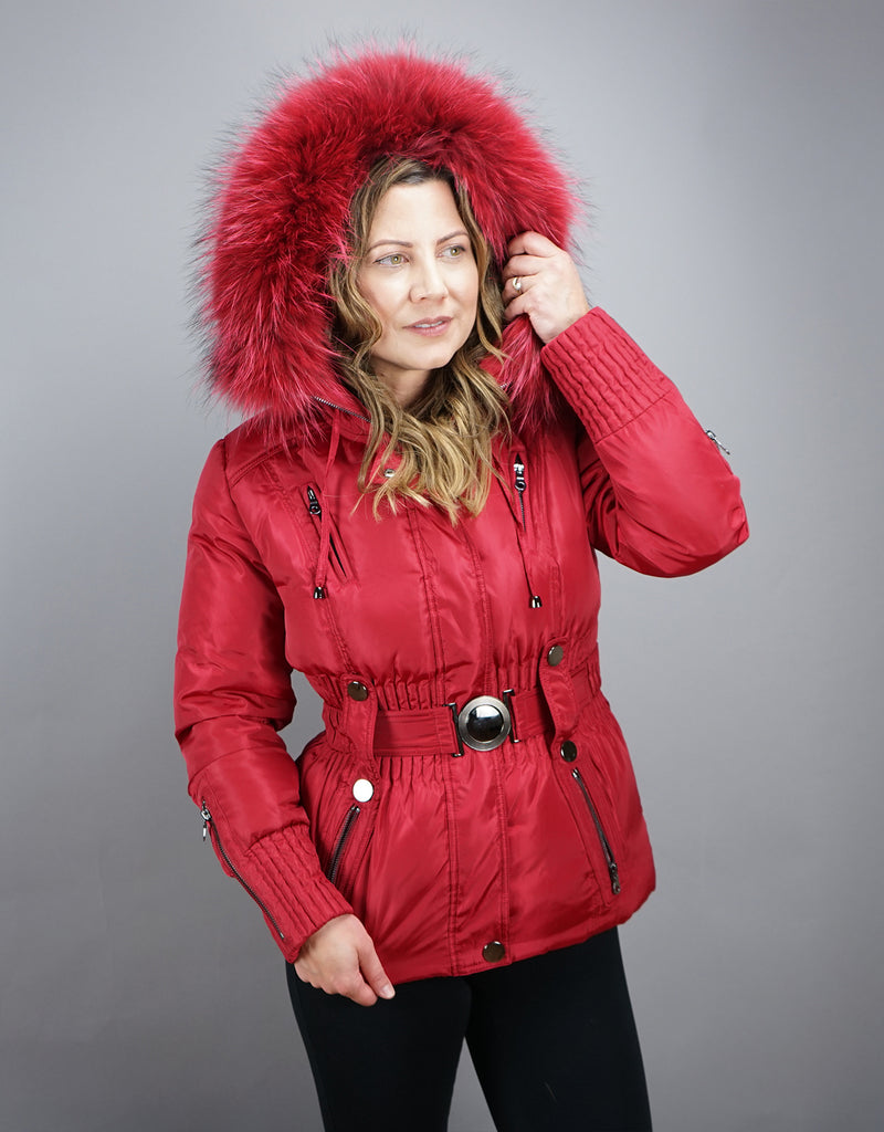 Belted Sporty Jacket-Red