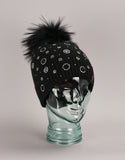 Circle Flower Rhinestone Hat- Black