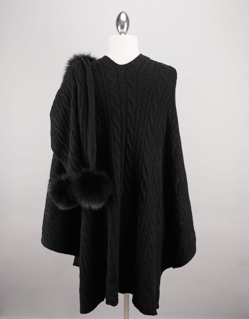 Cable Knit "Pull Thru" Wrap - Black