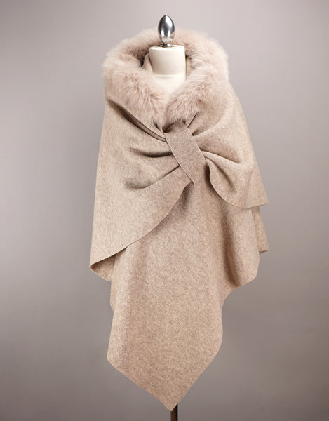 Hooded Wrap with Loop "Pull Thru" - Beige