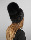 Oversize Pom Mink Hat - Black / Black