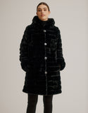 Hooded Reversible Faux Fur Stroller- Black