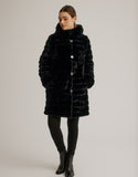 Hooded Reversible Faux Fur Stroller- Black