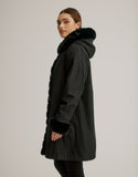 Hooded Reversible Faux Fur Stroller- Black