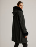 Hooded Reversible Faux Fur Stroller- Black