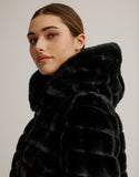 Hooded Reversible Faux Fur Stroller- Black