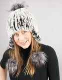 Novel Tri-Pom Stretch Rex Hat - Black Snow