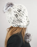 Novel Tri-Pom Stretch Rex Hat - Black Snow
