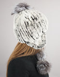 Novel Tri-Pom Stretch Rex Hat - Black Snow