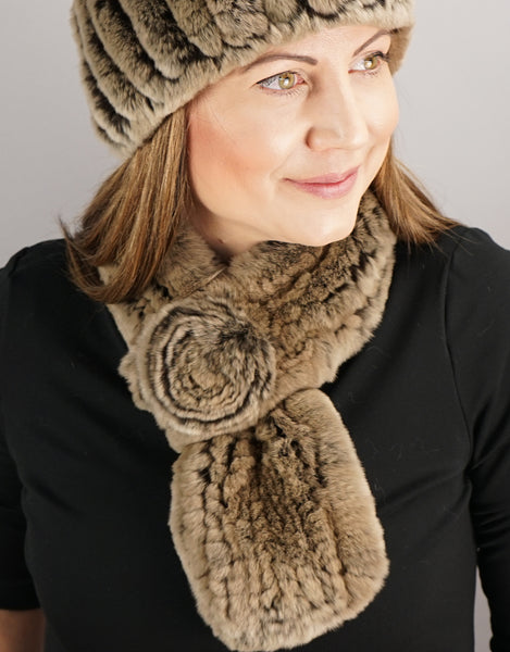 Rosette Scarf - Brown Camel Taupe