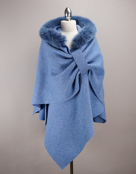 Hooded Wrap with Loop "Pull Thru" - Denim Blue