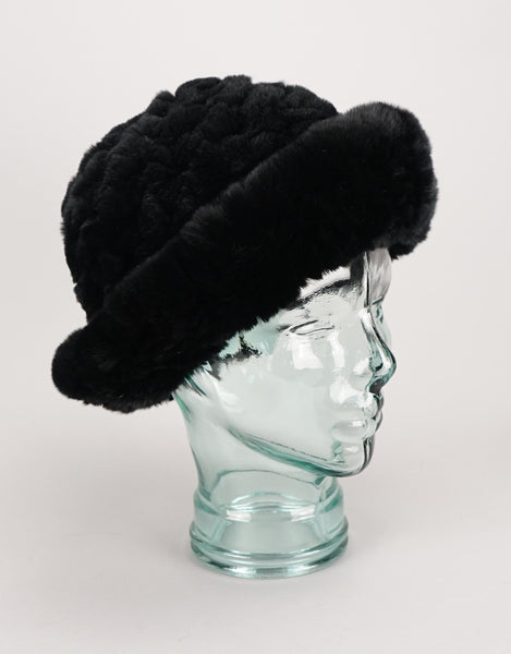 Woven Fur Hat - Black
