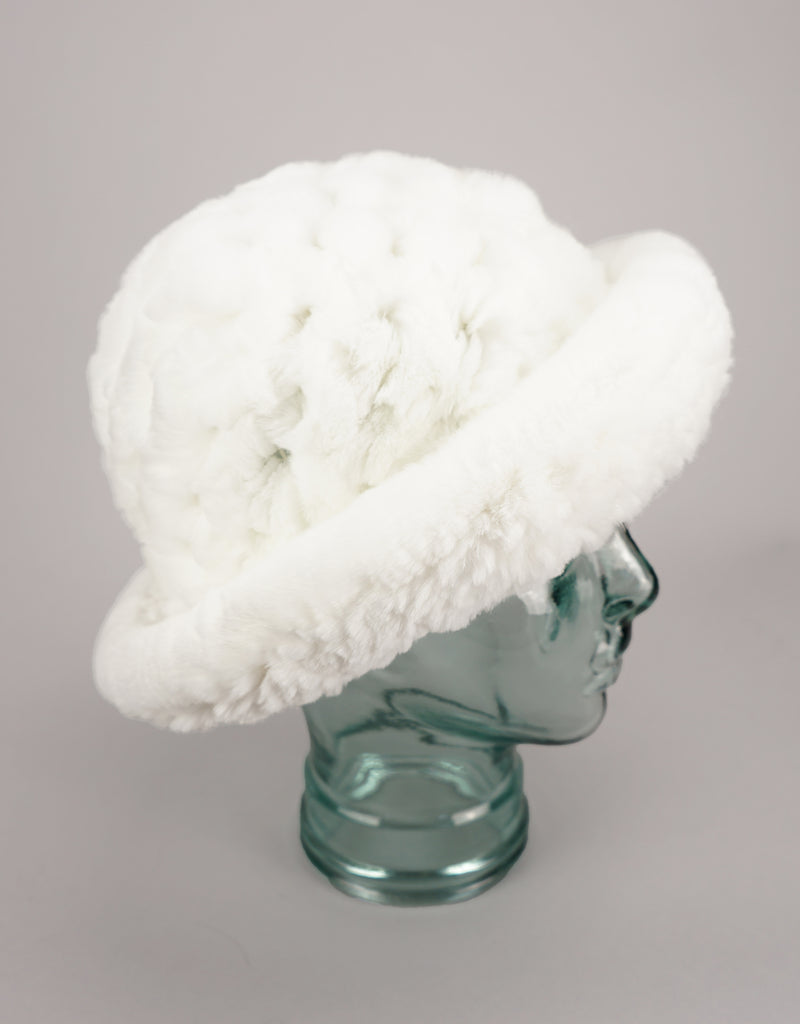 Woven Fur Hat - White