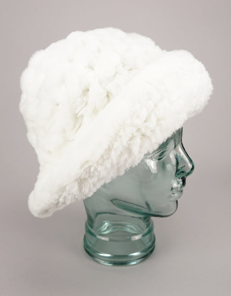 Woven Fur Hat - White
