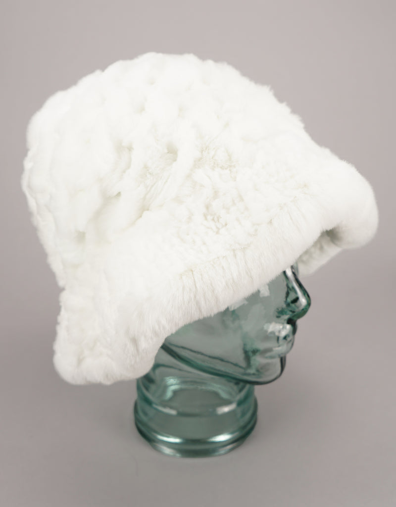 Woven Fur Hat - White