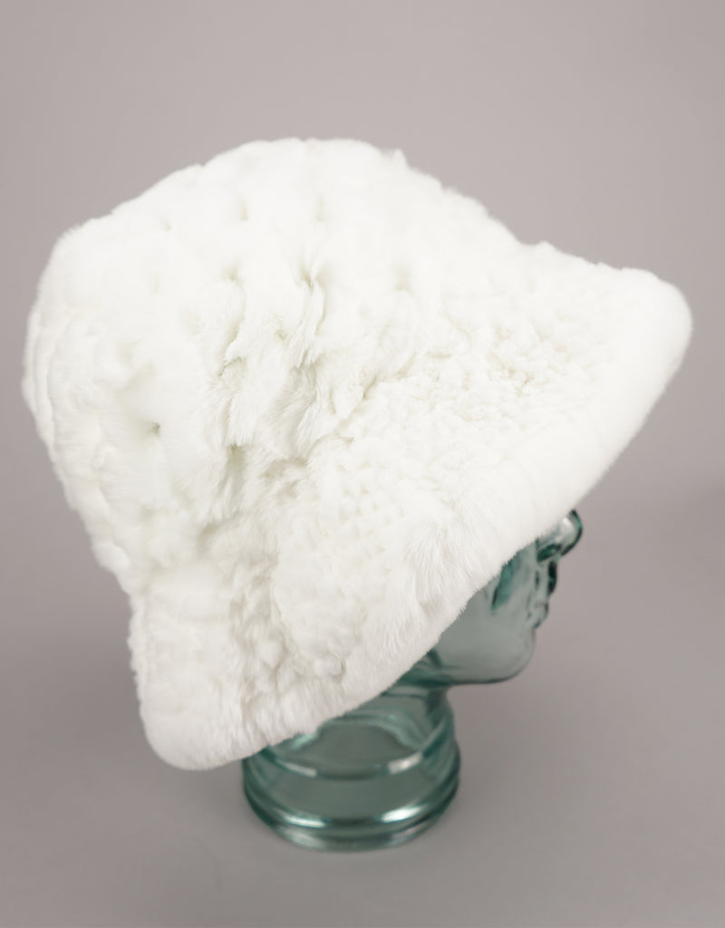 Woven Fur Hat - White