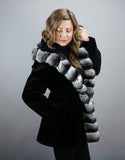 Sheared Mink Hooded Reversible Jacket with Chinchilla Trim