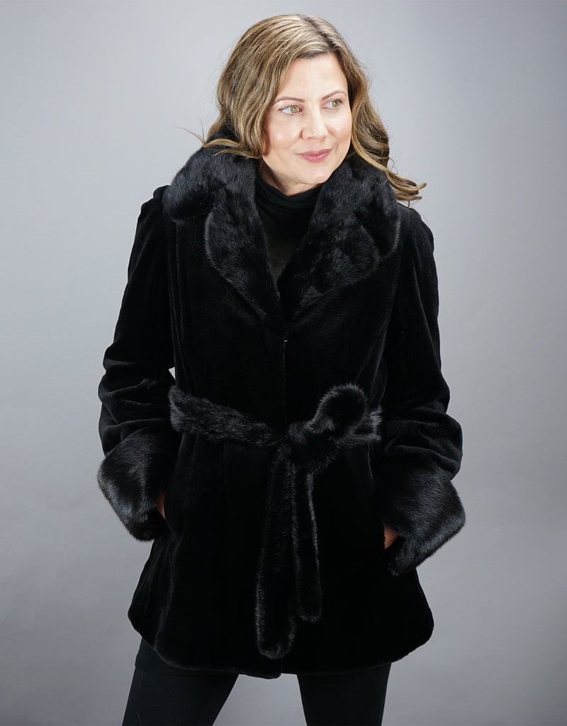 Sheared Mink Belted Jacket