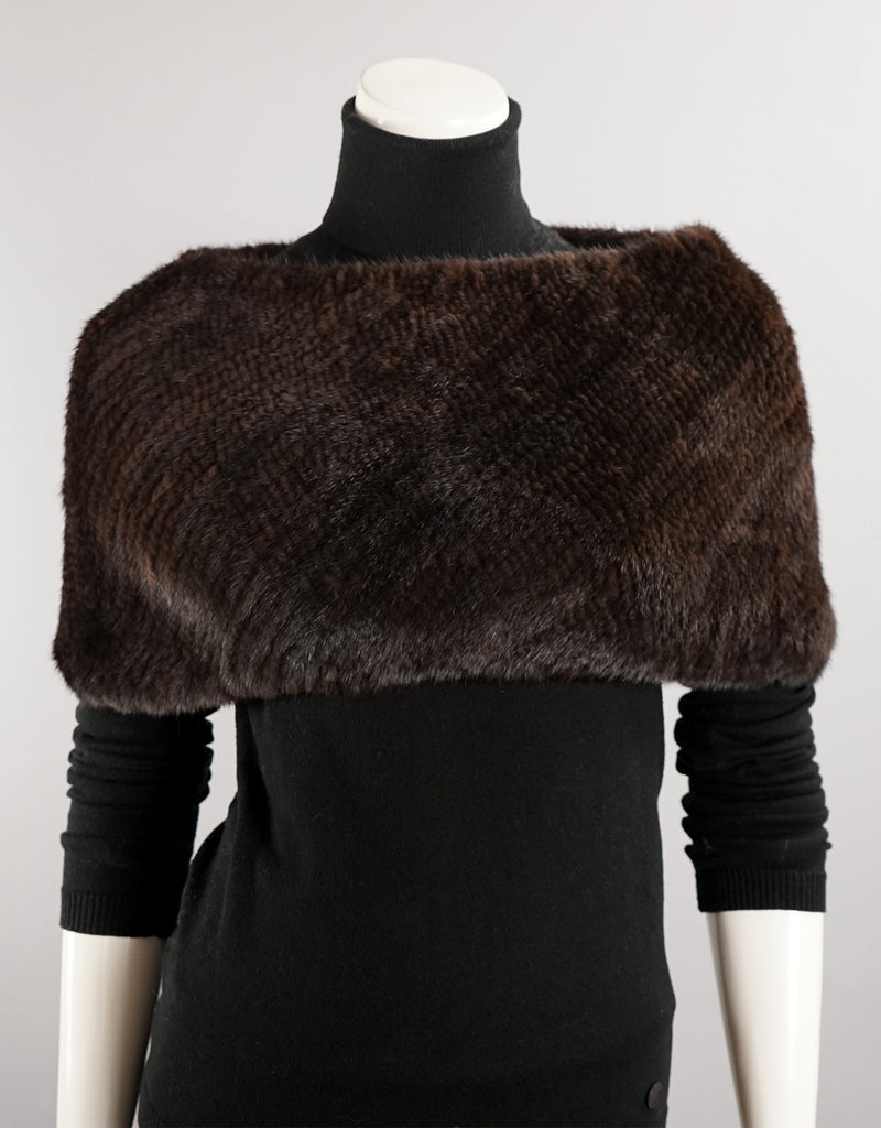 Minktail Stretch Cowl/ Shrug - Dark Brown