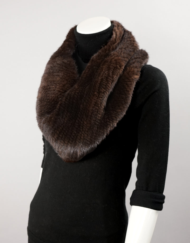 Minktail Stretch Cowl/ Shrug - Dark Brown