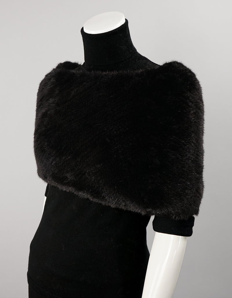 Minktail Stretch Cowl/ Shrug - Black