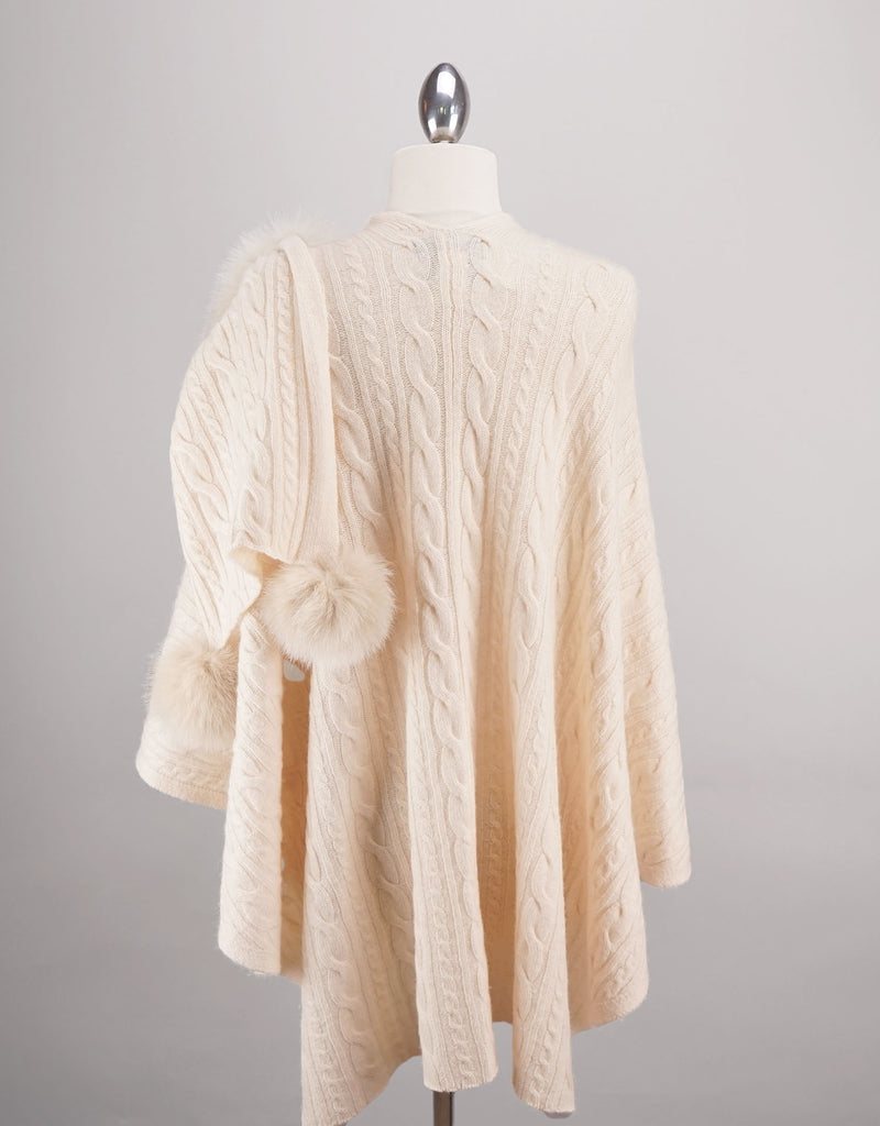 Cable Knit "Pull Thru" Wrap - Pearl