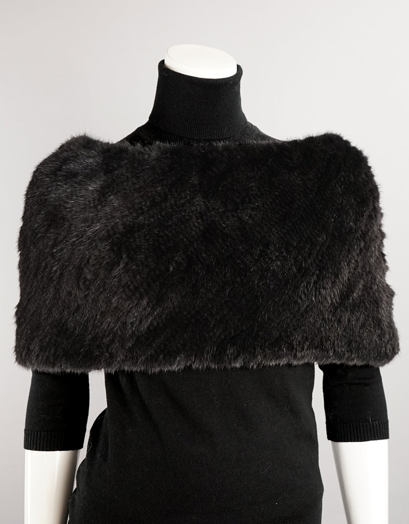 Minktail Stretch Cowl/ Shrug - Black