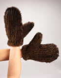 Mink Woven Mitten - Dark Brown