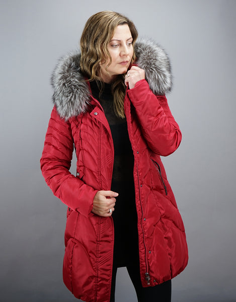 Fitted Down Stroller - Red Silver