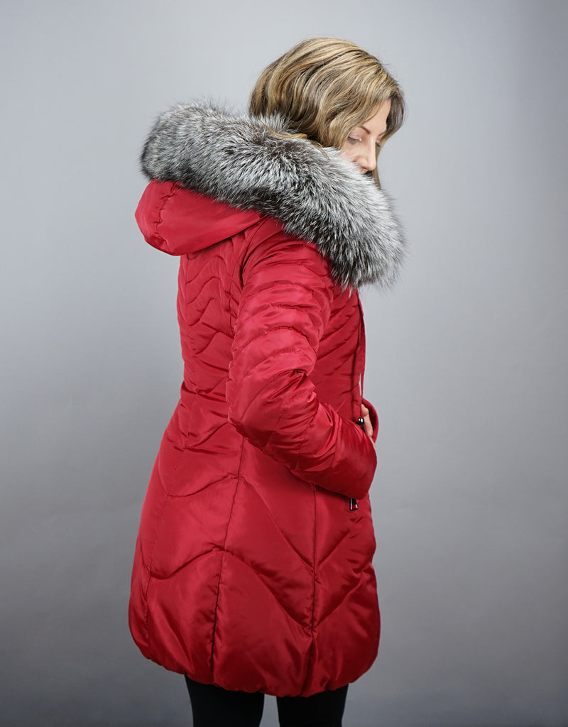 Fitted Down Stroller - Red Silver