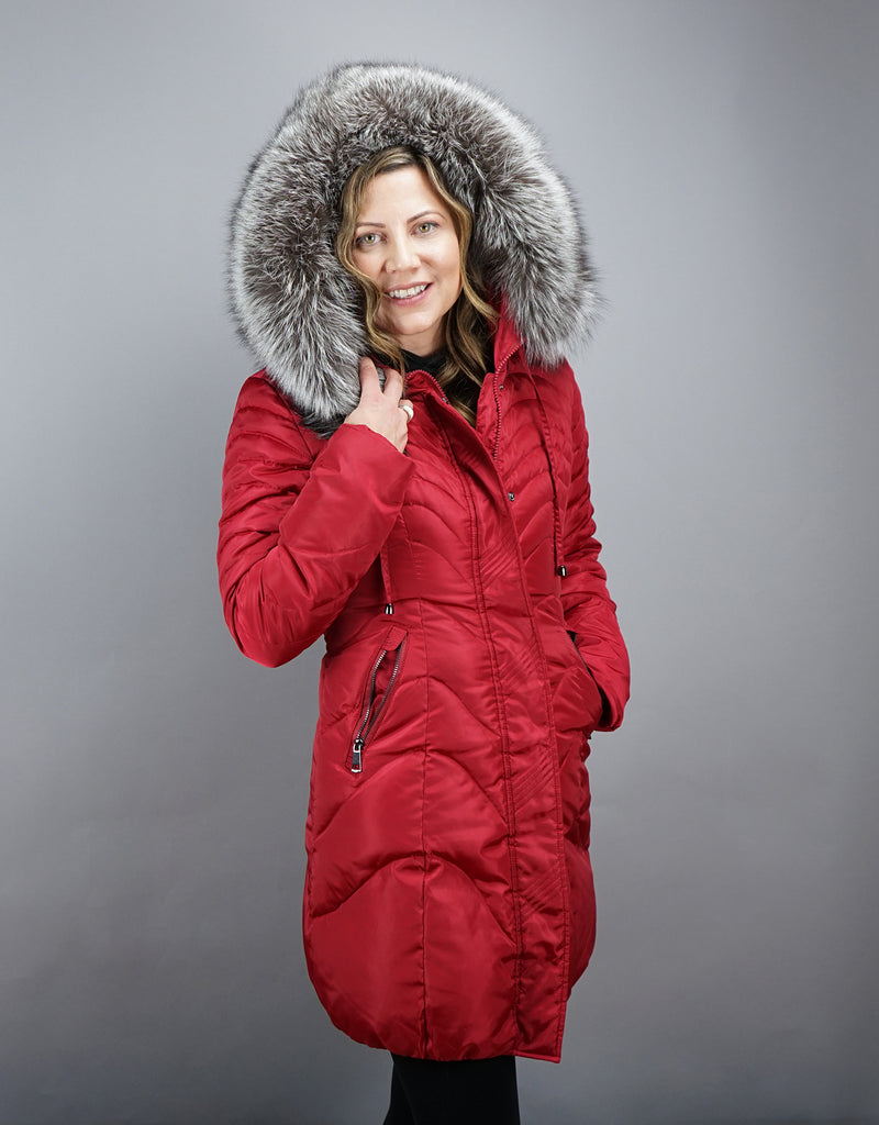 Fitted Down Stroller - Red Silver