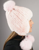 Novel Tri-Pom Stretch Rex Hat - Pink