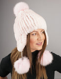 Novel Tri-Pom Stretch Rex Hat - Pink