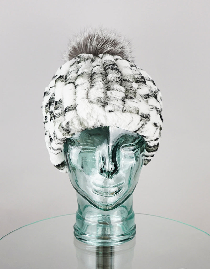 Classic Pom Pom Hat - Grey Animal