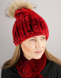 Classic Pom Pom Hat - Red Black