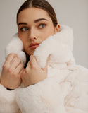 Hooded Reversible Faux Fur Stroller- Vanilla