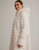 Hooded Reversible Faux Fur Stroller- Vanilla