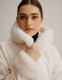 Hooded Reversible Faux Fur Stroller- Vanilla