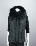 Hooded Vest with Fur Trim Black