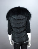 Hooded Vest with Fur Trim Black