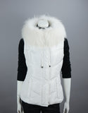 Hooded Vest with Fur Trim White